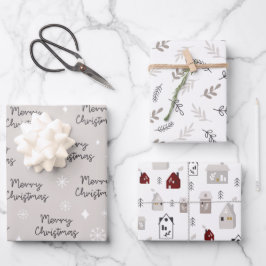 キュート北欧メリークリスマスラッピング紙 ラッピングペーパーシート