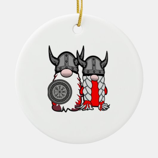 キュート北欧格言バイキングトートカップル北欧 セラミックオーナメント (正面)