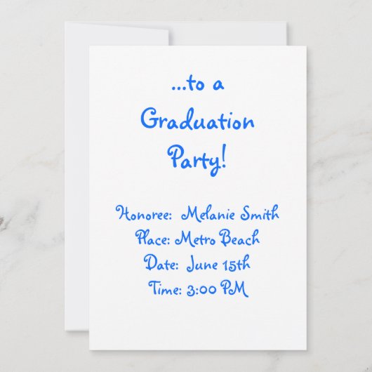 キュート卒業ビーチまたはプールパーティーターコイズ 招待状 (裏面)