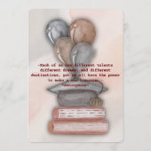 キュート卒業帽子、本、バルーン招待状 招待状 (裏面)