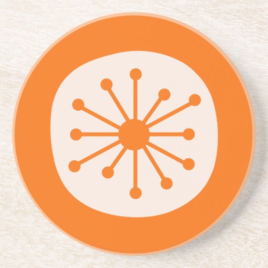 キュート原子時代ミッドセンチュリー原子点オレンジ コースター (正面)