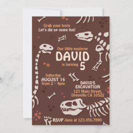 キュート古生物学恐竜の骨誕生日招待状 招待状