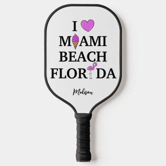 キュート名前をカスタムするマイアミビーチ ピックルボールラケット (正面)