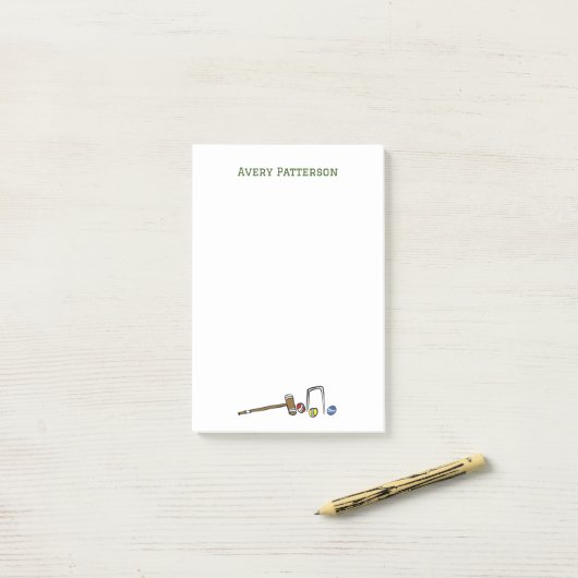 キュート名門私立校風のクロケハンドボー図解入りの、写真付きのホシック ポストイット (デスク上)