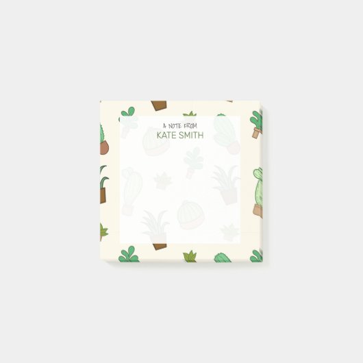 キュート図解入りの、写真付きのな多肉植物とサボテン ポストイット (正面)