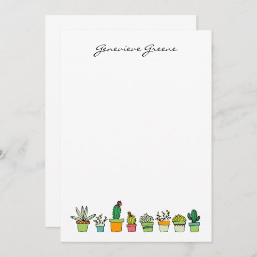 キュート図解入りの、写真付きのな多肉質モノグラムノートカード ノートカード (正面/裏面)