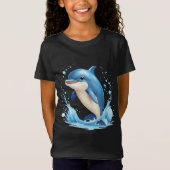 キュート図解入りの、写真付きのイルカ Tシャツ (正面)