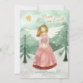 キュート図解入りの、写真付きのエンジェル・ピース・オン・アース・クリスマス シーズンカード (正面)