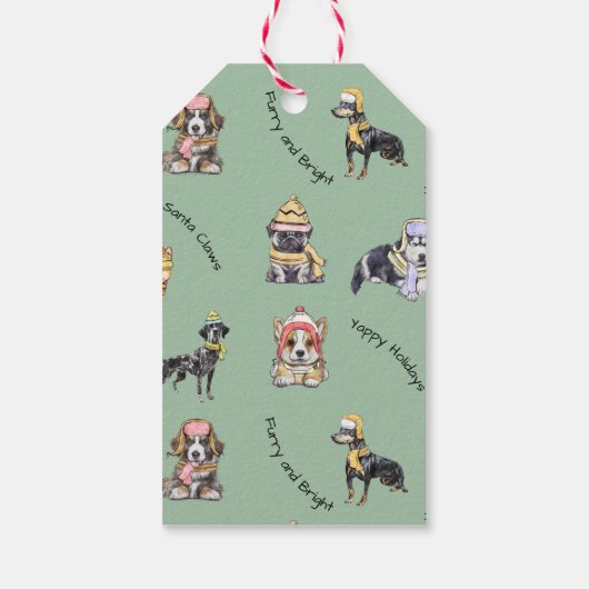 キュート図解入りの、写真付きのクリスマスプグ冬バフンプグ ギフトタグ (裏面)