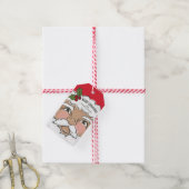 キュート図解入りの、写真付きのサンタ顔クリスマスホリデー ギフトタグ (より糸付き)