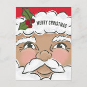 キュート図解入りの、写真付きのサンタ顔ホリデイ ポストカード (正面)