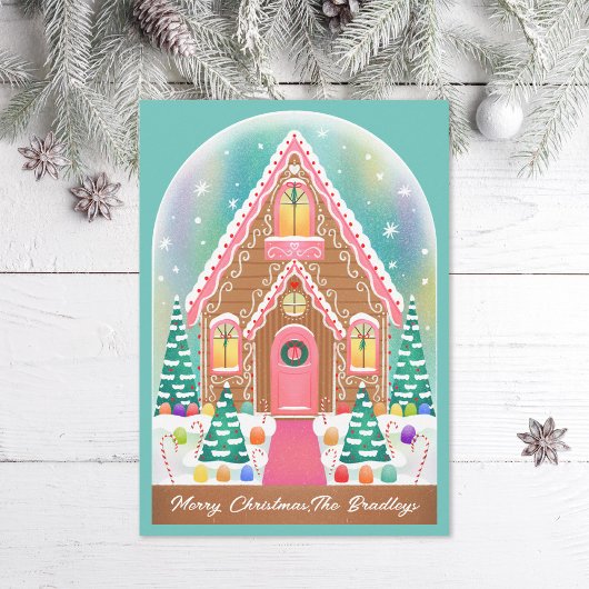 キュート図解入りの、写真付きのジンジャーブレッド シーズンカード