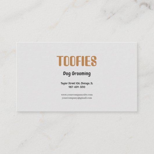 キュート図解入りの、写真付きのドッグ品種グルーミング 名刺 (裏面)