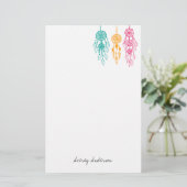 キュート図解入りの、写真付きのボヘミア夢想家モノグラム 便箋 (スタンド正面)