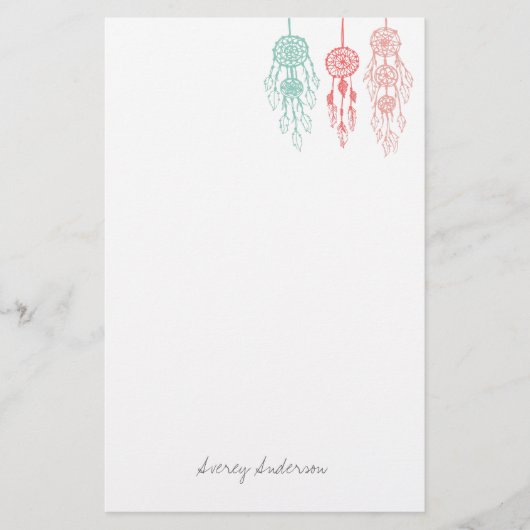 キュート図解入りの、写真付きのボヘミア夢想家モノグラム 便箋 (正面)