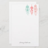 キュート図解入りの、写真付きのボヘミア夢想家モノグラム 便箋 (正面/裏面)