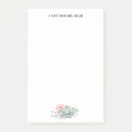 キュート多肉株パーソナライズされた先生 ポストイット