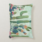 キュート多肉植物：ヴィンテージサボテン模様 アクセントクッション (正面(垂直))