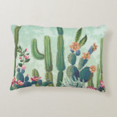 キュート多肉植物：ヴィンテージサボテン模様 アクセントクッション (裏面)