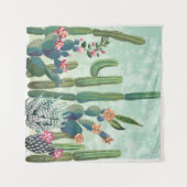 キュート多肉植物:ヴィンテージサボテン模様 タペストリー (正面(横))