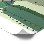 キュート多肉植物:ヴィンテージサボテン模様 ポスター (角)