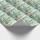 キュート多肉植物:ヴィンテージサボテン模様 ラッピングペーパー (角)