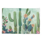 キュート多肉植物：ヴィンテージサボテン模様 枕カバー (裏面)