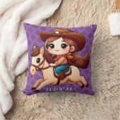 キュート女性のカーボーイアンドホースウェスタン誕生日 クッション (ブランケット)