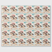 キュート女性のカーボーイアンドホースウェスタン誕生日 ラッピングペーパー (フラット)