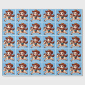 キュート女性のカーボーイアンドホースウェスタン誕生日 ラッピングペーパー (フラット)
