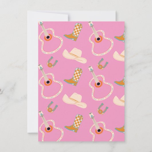 キュート女性のカーボーイモダンホースウェスタン誕生日 招待状 (裏面)
