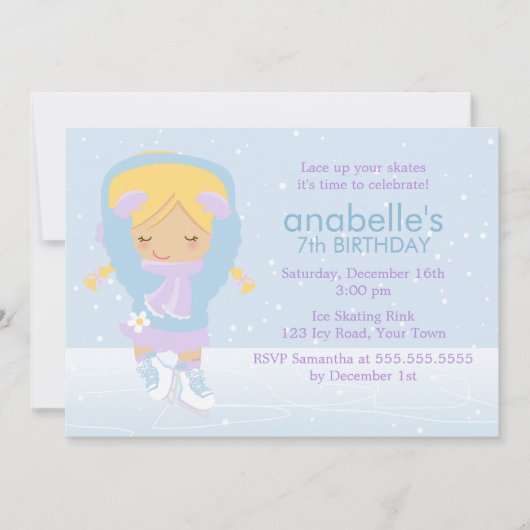キュート姿スケーター誕生日 招待状 (正面)