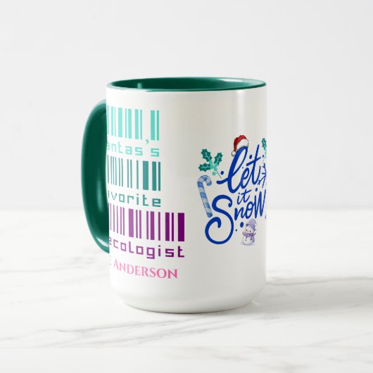 キュート婦人科医ドッククリスマスギフト名前をカスタムする マグカップ (正面左)