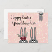 キュート孫娘イースターバニーズピンクフローラ ポストカード (正面/裏面)