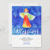 キュート宗教カラフル天使恵み水彩 招待状 (正面)