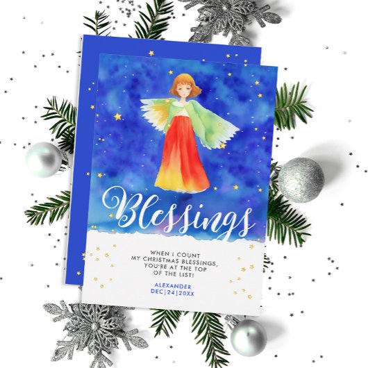 キュート宗教カラフル天使恵み水彩 招待状