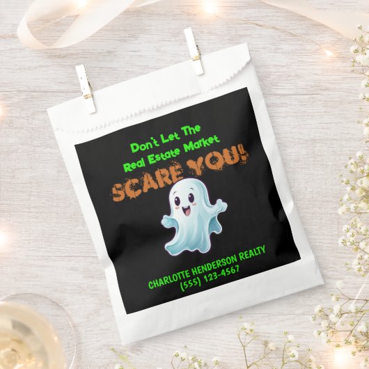キュート実在幽霊エステートポップ・アートのバイハローウィンパーティ フェイバーバッグ (クリップ留めされた状態)