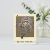 キュート小さな女の子パープルオーキッド ポストカード (スタンド正面)