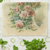 キュート小さな女の子ピンクローゼス キッチンタオル (折り畳み)