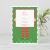 キュート小妖精や小人足ホリデーパーティ招待状 招待状 (スタンド正面)