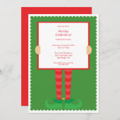 キュート小妖精や小人足ホリデーパーティ招待状 招待状 (正面/裏面)