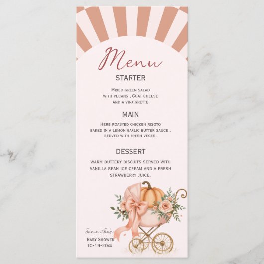 キュート市松模様にボーカボチャ水彩ピンク メニュー (正面)