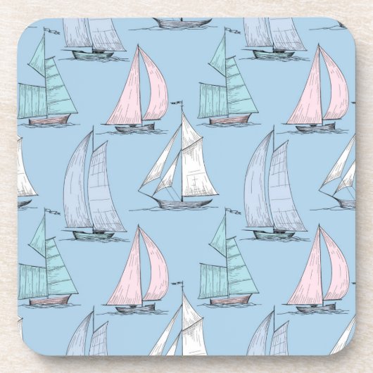 キュート帆船模様1 コースター (正面)