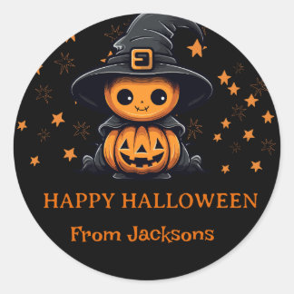 キュート幽霊カボチャハッピーハローウィン パーソナライズされた ラウンドシール