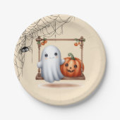 キュート幽霊カボチャハローウィンパーティ ペーパープレート (正面)