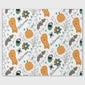 キュート幽霊カボプキンハロウィーンドードルイラストレーション ラッピングペーパー (フラット)