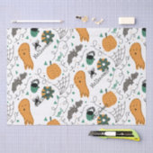 キュート幽霊カボプキンハロウィーンドードルイラストレーション 薄葉紙 (クラフト)