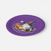 キュート幽霊キャンプハッピーハローウィンパープル ペーパープレート (アングル)