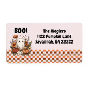 キュート幽霊コテージコア秋ハロウィーンアドレス ラベル (正面)