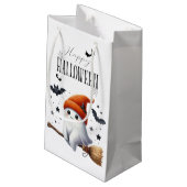 キュート幽霊パンプキンハロウィンホリデー スモールペーパーバッグ (裏面アングル)